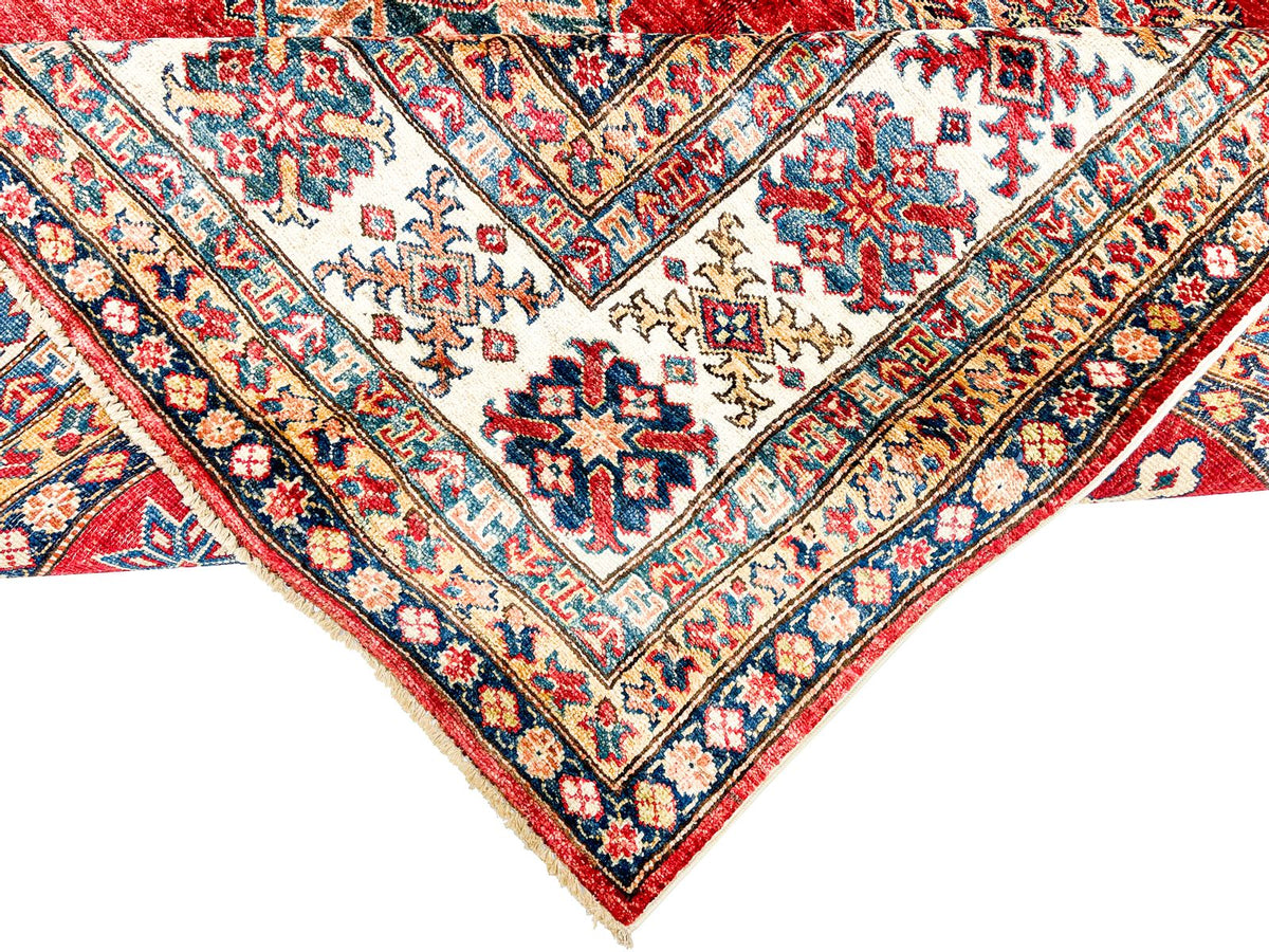 8x10 Red and Ivory Kazak Tribal Rug