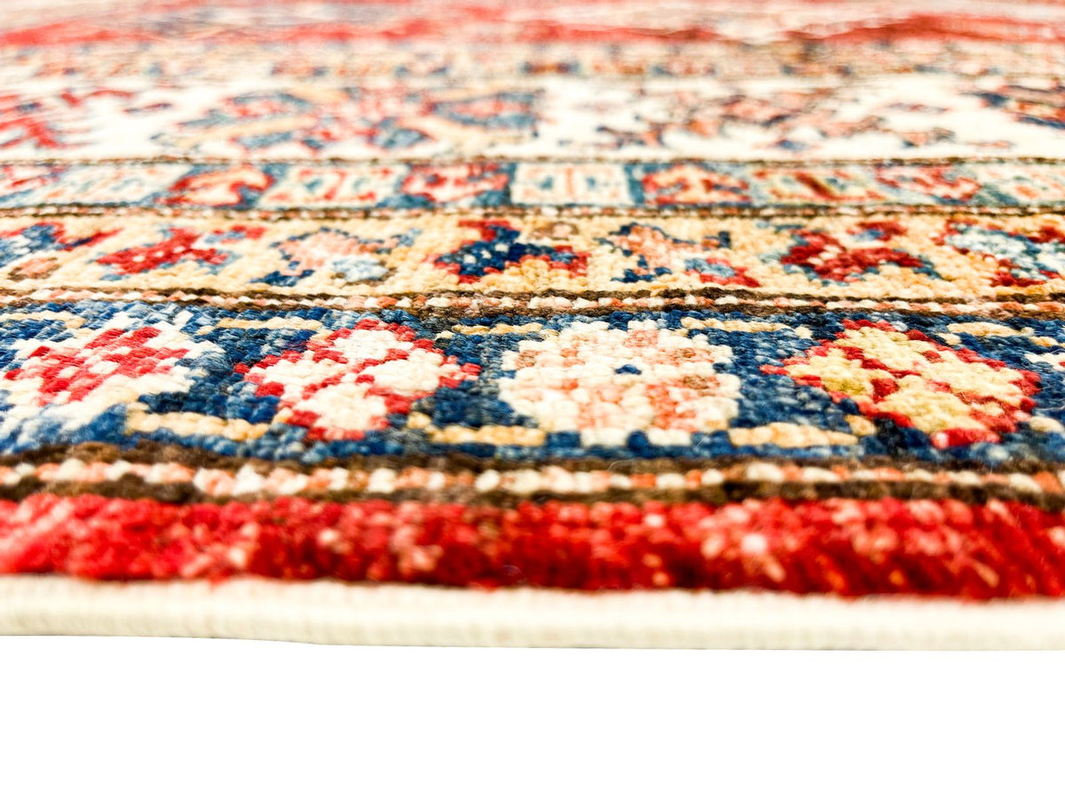 8x10 Red and Ivory Kazak Tribal Rug