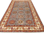 7x10 Gray and Ivory Kazak Tribal Rug