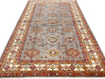 7x10 Gray and Ivory Kazak Tribal Rug