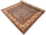 7x10 Gray and Ivory Kazak Tribal Rug