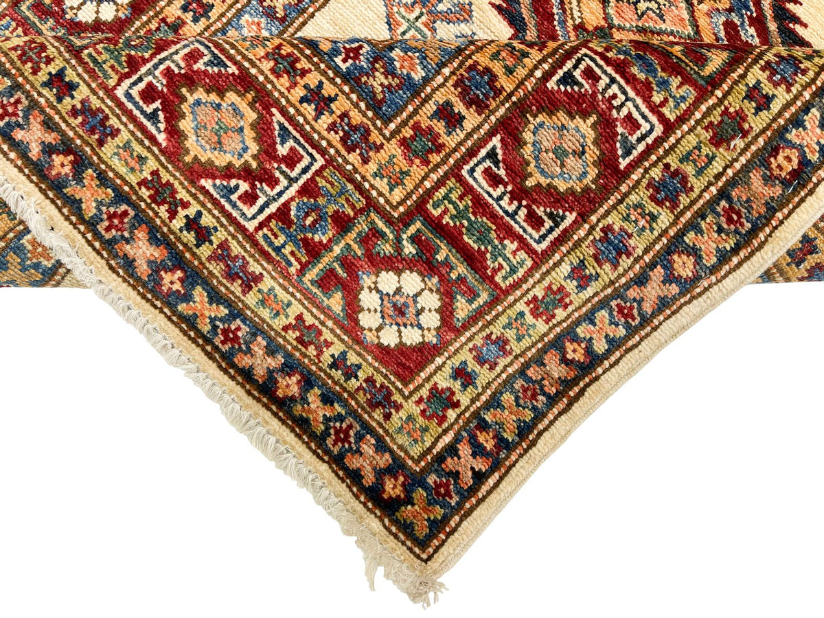 3x14 Ivory and Red Kazak Tribal Runner