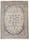 Vintage Handmade 10x13 Ivory and Blue Anatolian Turkish Traditional Distressed Area Rug