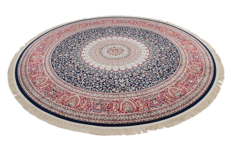 8x8 Navy and Red Turkish Antep Rug