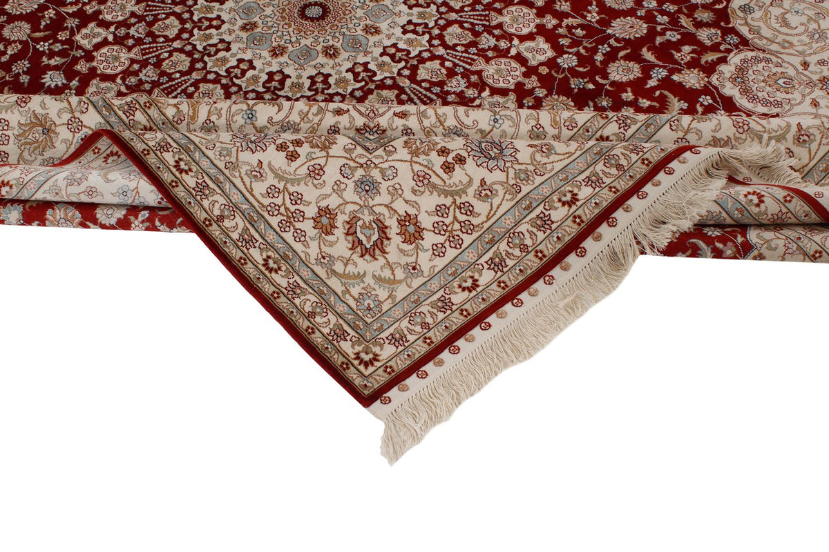 8x10 Red and Ivory Turkish Silk Rug