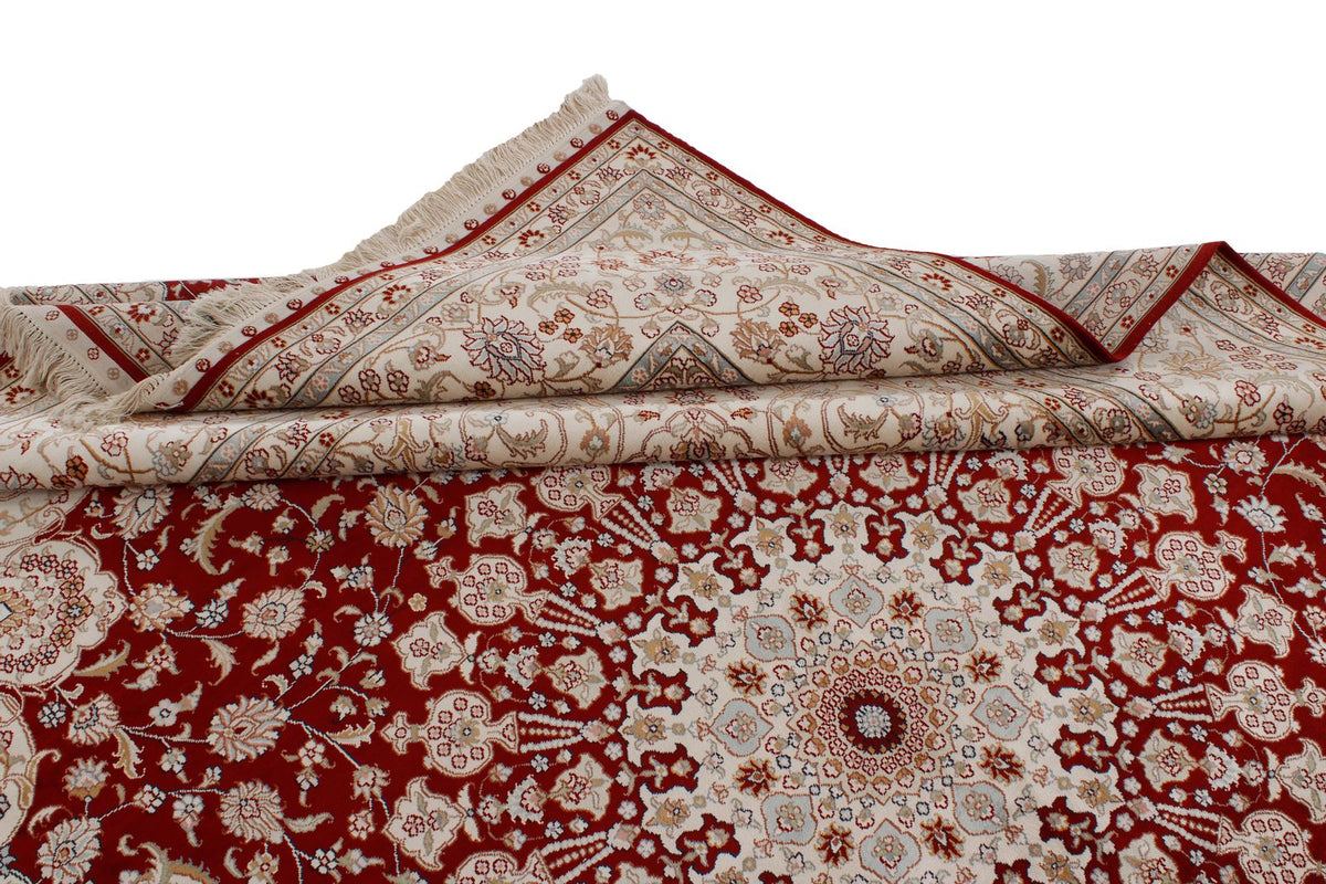 8x10 Red and Ivory Turkish Silk Rug