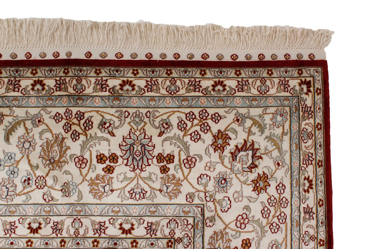 8x10 Red and Ivory Turkish Silk Rug