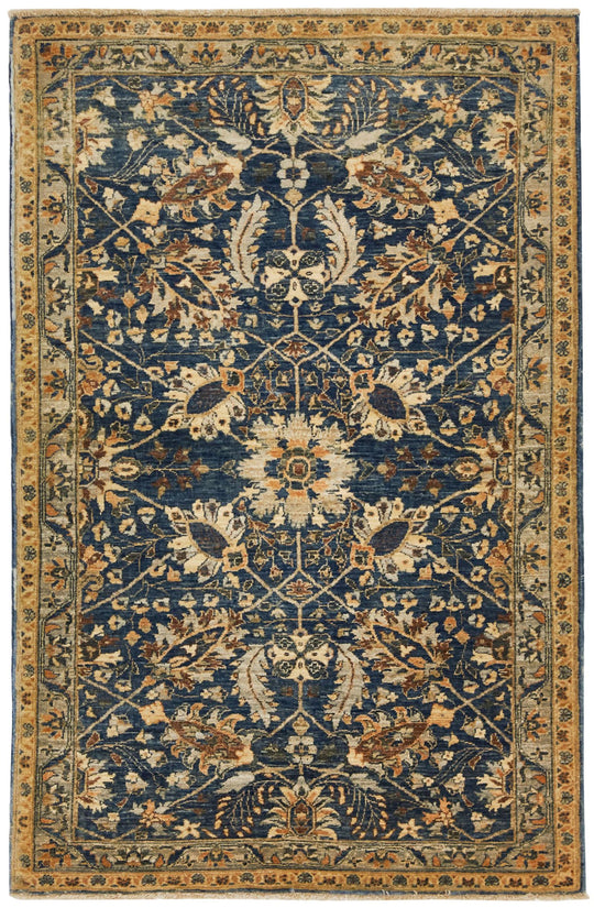 3x5 Navy and Ivory Anatolian Traditional Rug