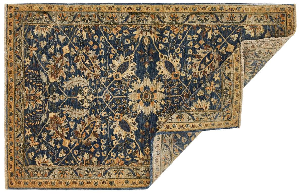 3x5 Navy and Ivory Anatolian Traditional Rug