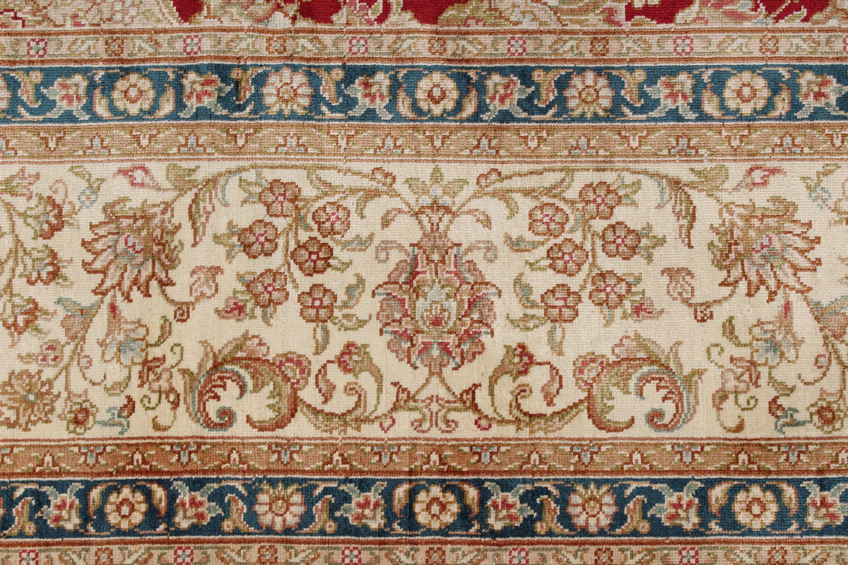 6x8 Red and Ivory Turkish Silk Rug