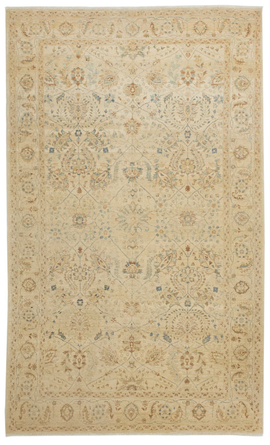 5x8 Blue and Ivory Traditional Rug