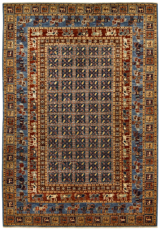 4x6 Navy and Multicolor Traditional Rug