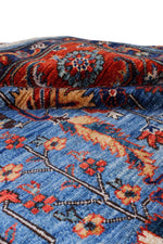 4x6 Blue and Rust Traditional Rug