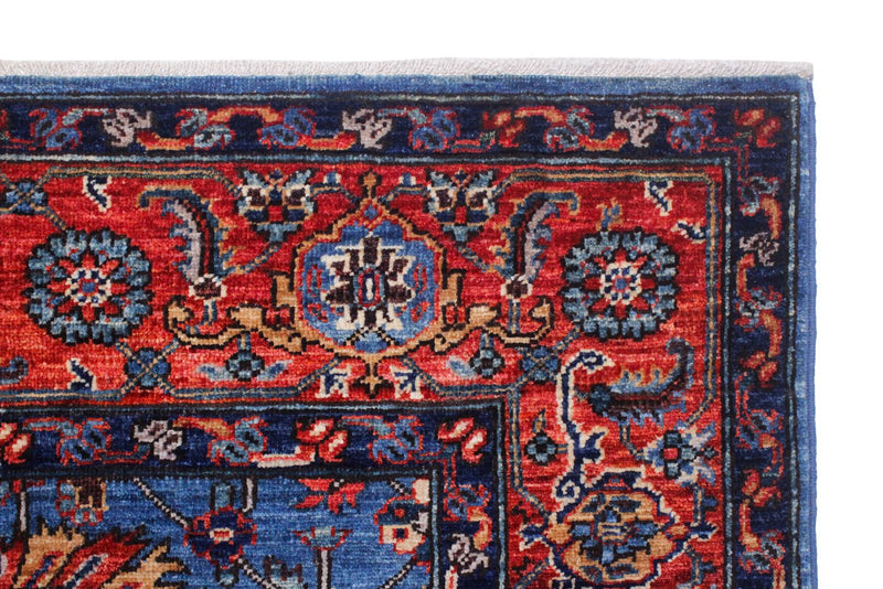 4x6 Blue and Rust Traditional Rug