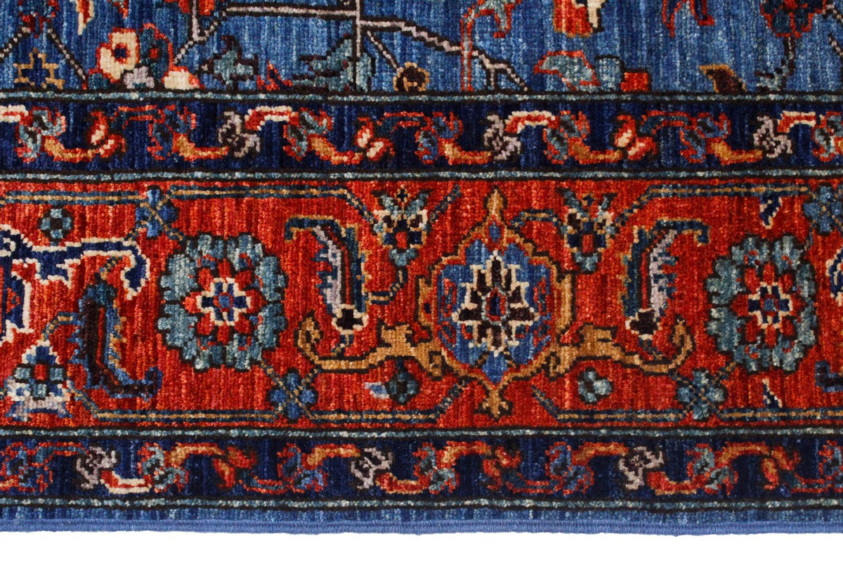 4x6 Blue and Rust Traditional Rug