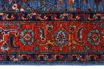 4x6 Blue and Rust Traditional Rug