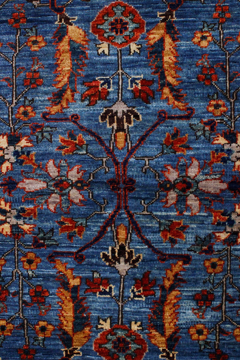 4x6 Blue and Rust Traditional Rug