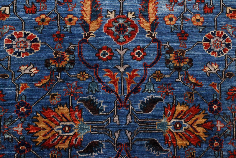 4x6 Blue and Rust Traditional Rug