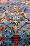 4x6 Blue and Rust Traditional Rug