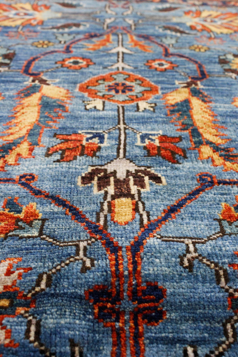 4x6 Blue and Rust Traditional Rug