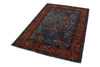 4x6 Blue and Rust Traditional Rug
