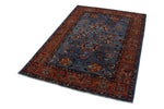 4x6 Blue and Rust Traditional Rug