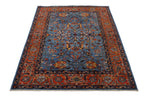 4x6 Blue and Rust Traditional Rug