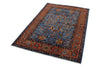 4x6 Blue and Rust Traditional Rug