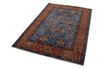 4x6 Blue and Rust Traditional Rug