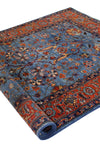 4x6 Blue and Rust Traditional Rug
