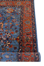 4x6 Blue and Rust Traditional Rug