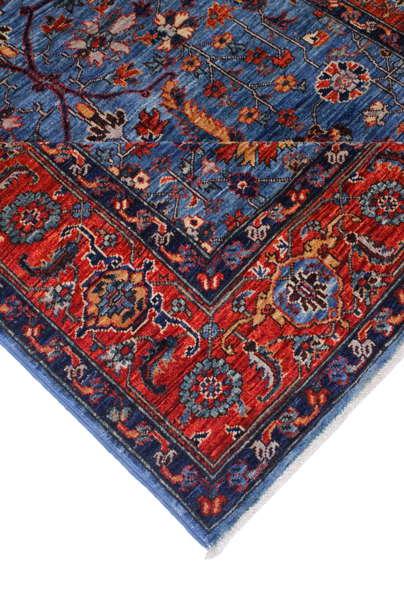4x6 Blue and Rust Traditional Rug