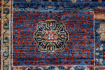 Vintage Handmade 8x10 Ivory and Blue Anatolian Turkish Traditional Distressed Area Rug