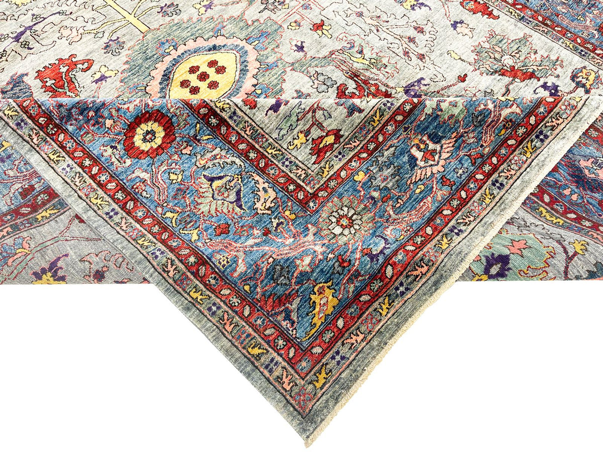 9x12 Gray and Blue Anatolian Traditional Rug