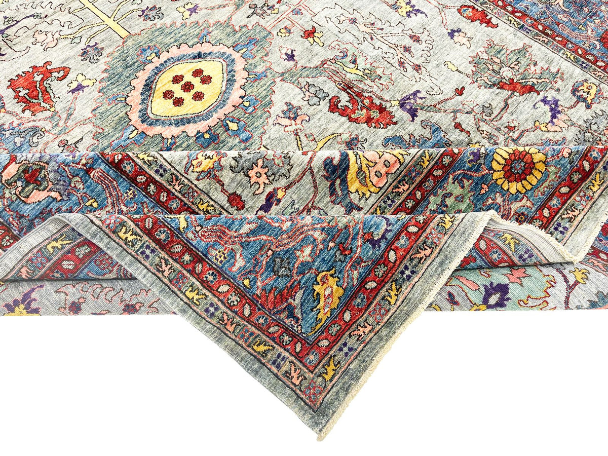 9x12 Gray and Blue Anatolian Traditional Rug