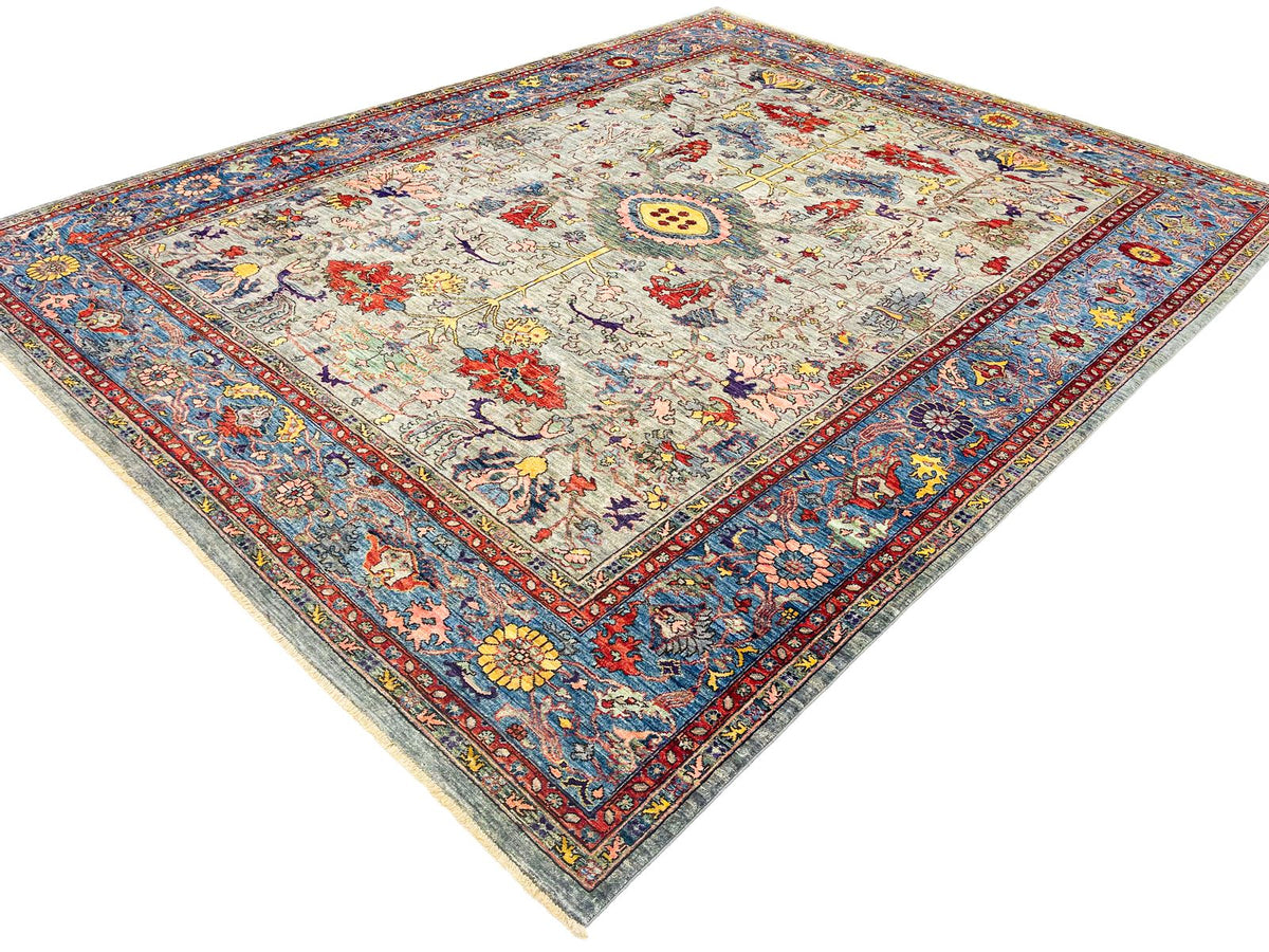 9x12 Gray and Blue Anatolian Traditional Rug