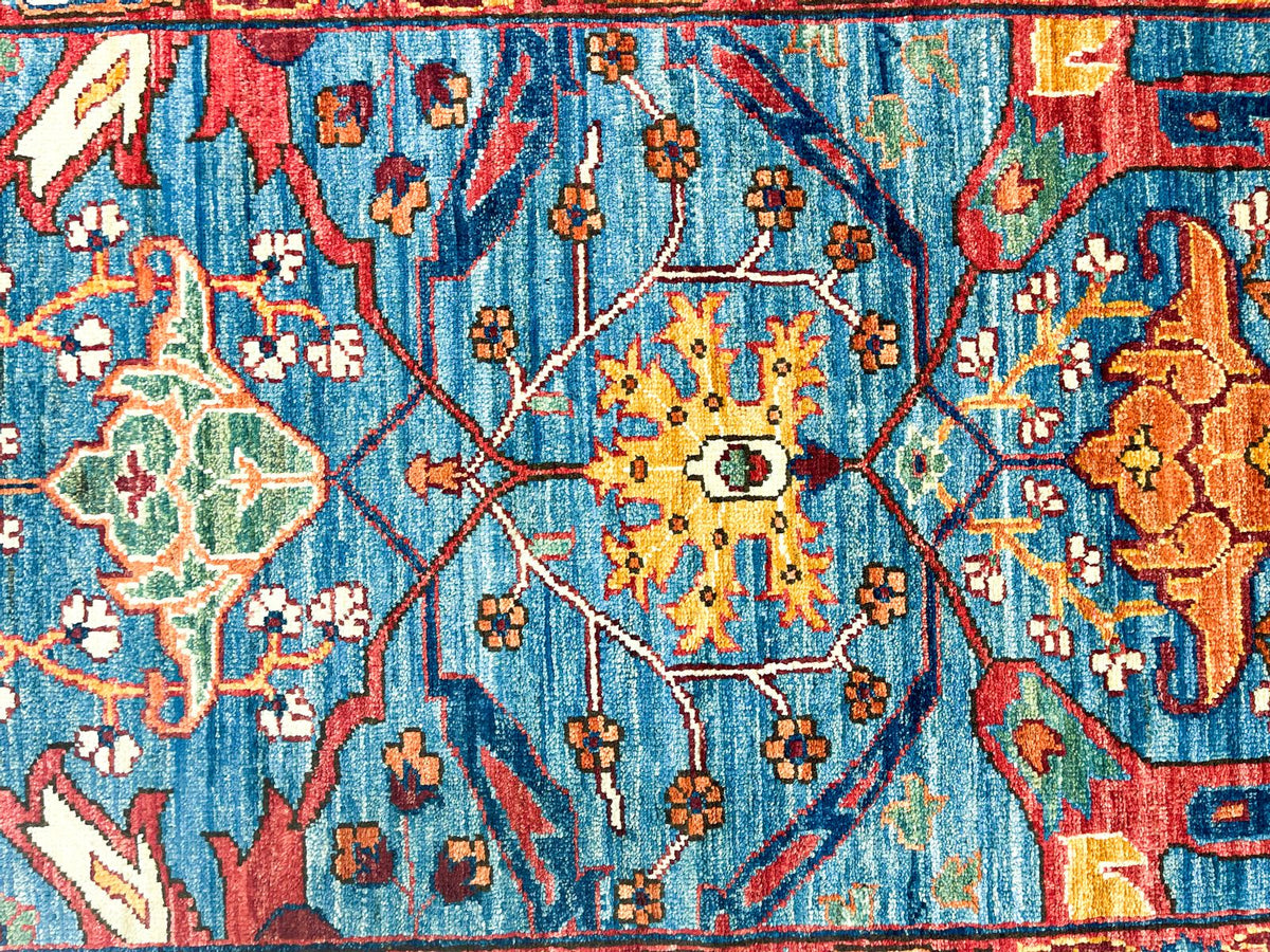 3x12 Blue and Red Anatolian Traditional Runner