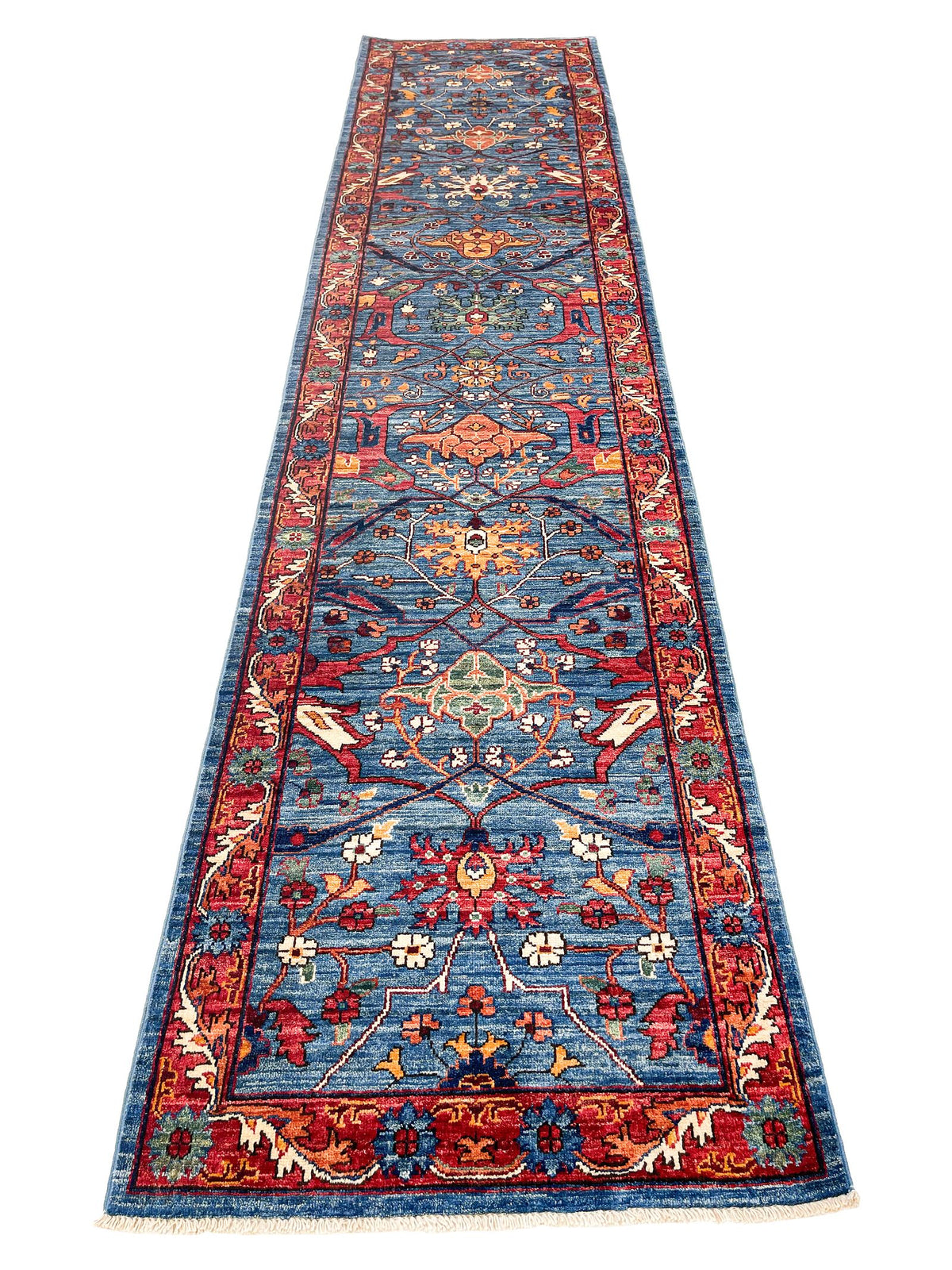 3x12 Blue and Red Anatolian Traditional Runner