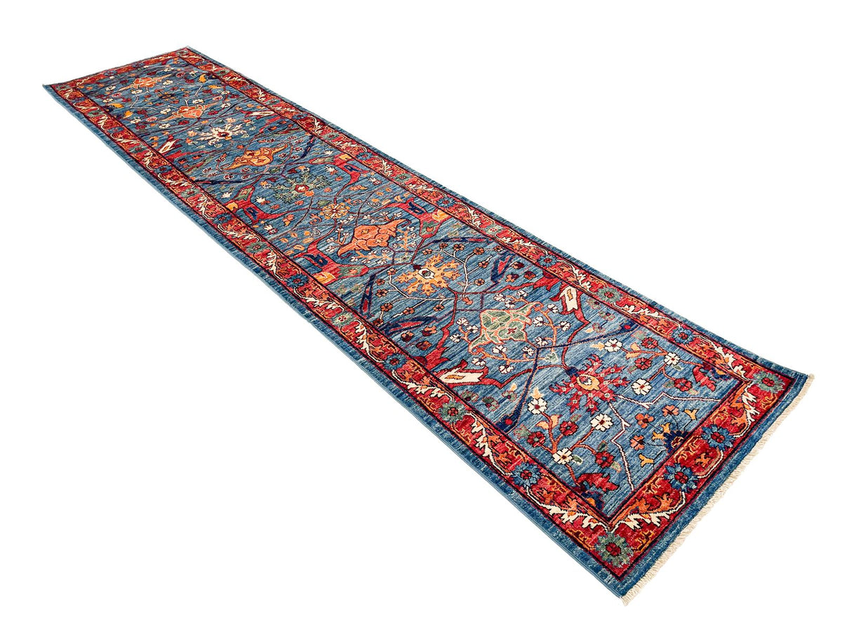 3x12 Blue and Red Anatolian Traditional Runner