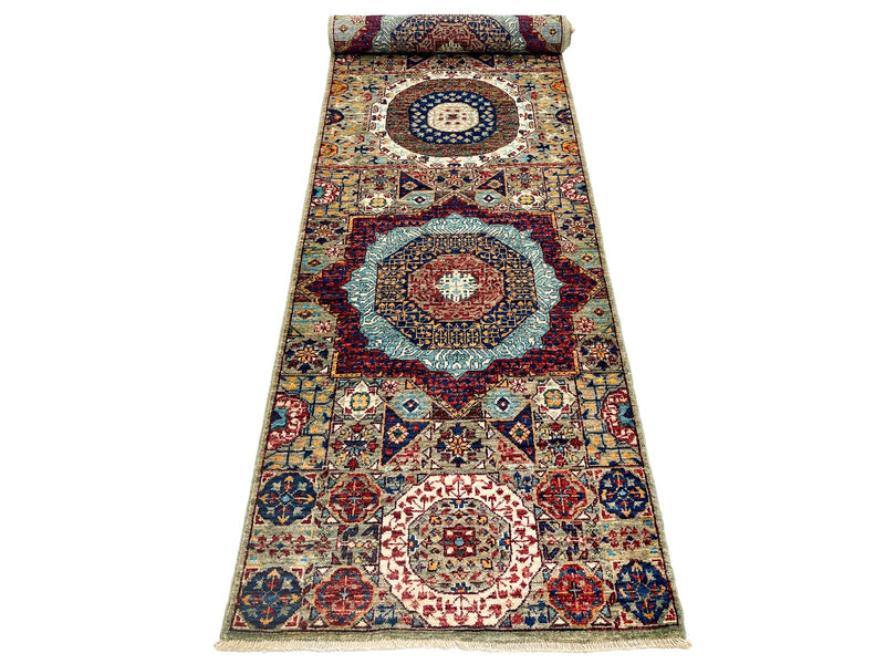 3x10 Green and Multicolor Turkish Tribal Runner