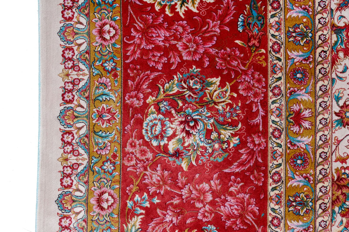 8x12 Ivory and pınk Turkish Silk Rug