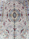 5x7 Ivory and Blue Turkish Silk Rug