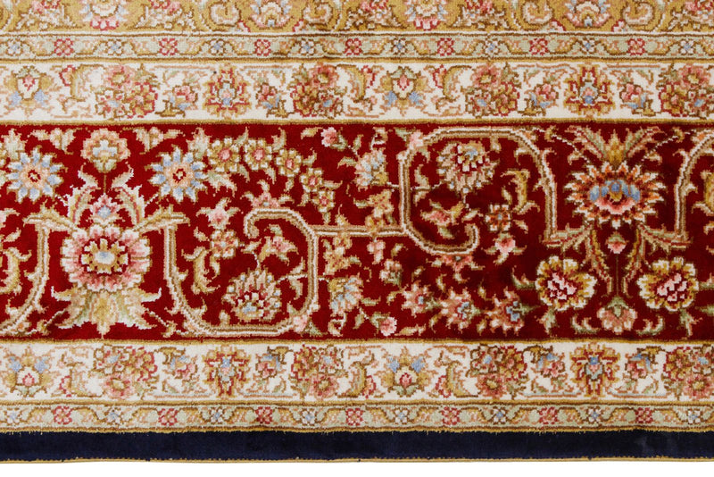 4x6 Navy and Red Turkish Silk Rug