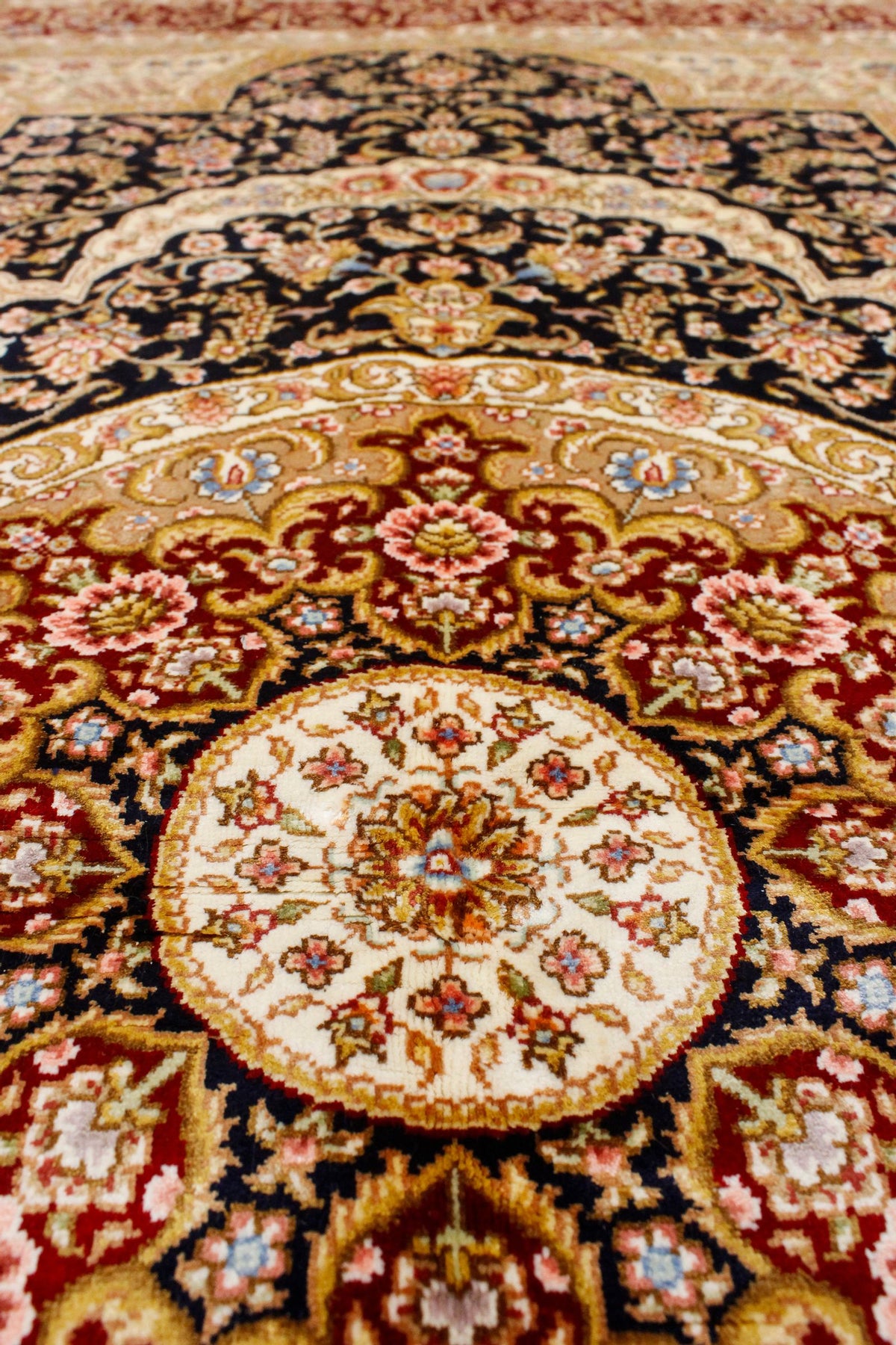 4x6 Navy and Red Turkish Silk Rug