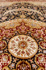 4x6 Navy and Red Turkish Silk Rug