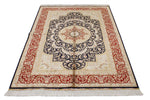 4x6 Navy and Red Turkish Silk Rug