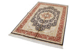 4x6 Navy and Red Turkish Silk Rug