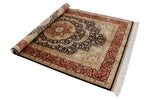 4x6 Navy and Red Turkish Silk Rug