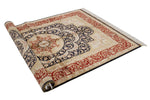 4x6 Navy and Red Turkish Silk Rug