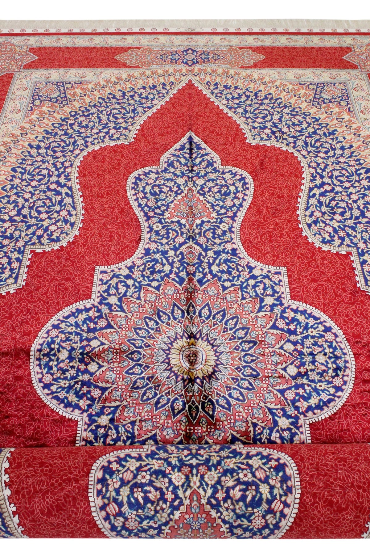 5x8 Red and Navy Turkish Silk Rug